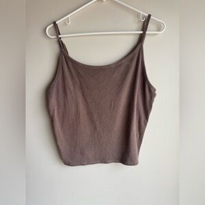 American Eagle Outfitters Brown Ribbed Cropped Tank Size XL